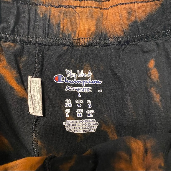 Champion Cotton Black Custom Tie Dye Shorts Large - Picture 3 of 4